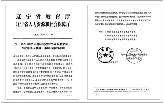 我校6名教师分别荣获辽宁省职业教育教学名师、专业带头人和骨干教师称号-附件1.png